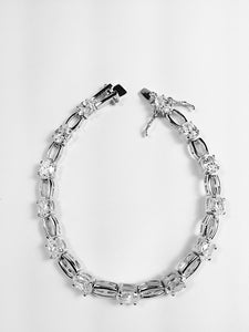 Sterling Silver Oval CZ Link Bracelet