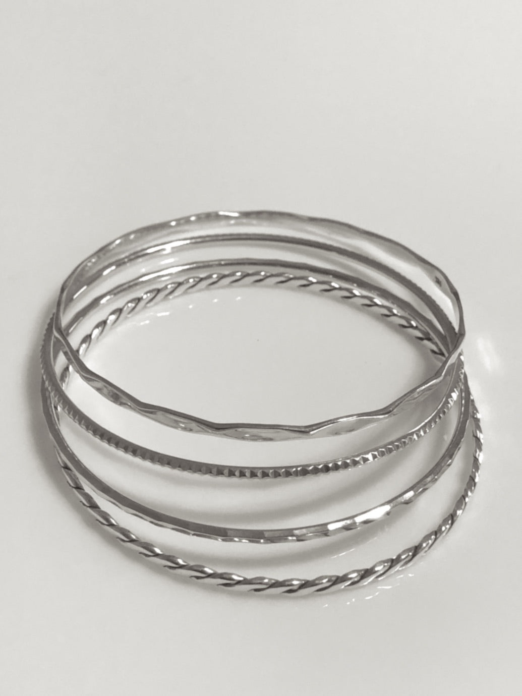 Italian Sterling Silver 4 Bangles Set.