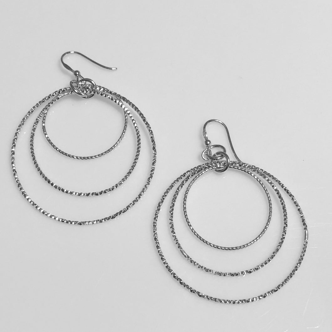 Sterling Silver Triple Circles Wire Earrings