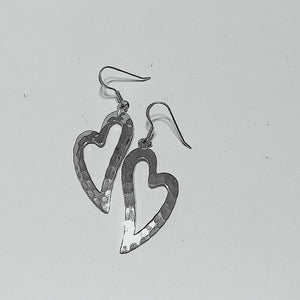 Hammered Sterling Silver Open Heart Earrings