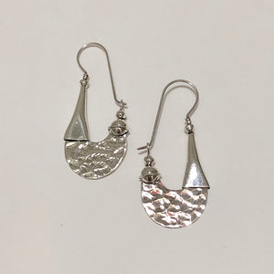 Hammered Modern Design Sterling Silver Earrings