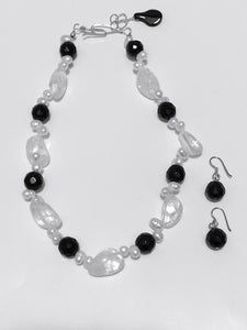 Rock Crystals and Black Onyx Necklace and Earrings Set