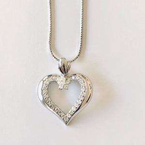 Sterling Silver CZ  Open  Heart Pendant