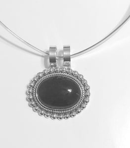 Sterling Silver Onyx Oval Pendant