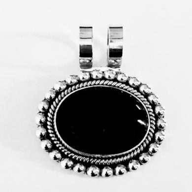 Sterling Silver Onyx Oval Pendant