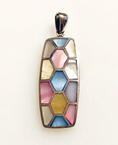 Mosaic Mother of Pearl Inlay Sterling Silver Pendant