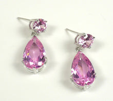 Pink CZ Sterling Silver Drop Earrings