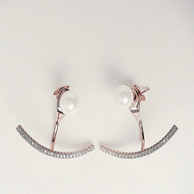 Rose Gold Pearl Front-Back Earrings