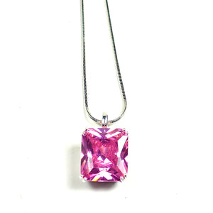Pink CZ Sterling Silver Pendant