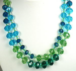 Multi Colored Two Strand Necklace Set