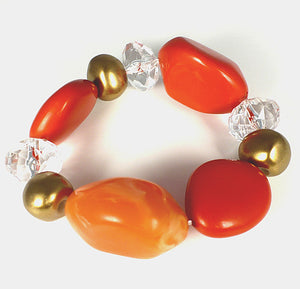 Multi Bead and Crystals Stretch Bracelet