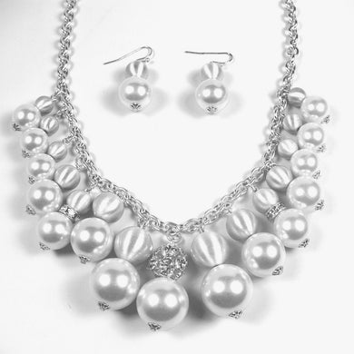 Faux Pearl Cluster Necklace Set