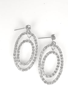 Clear Crystals  Double Oval Earrings