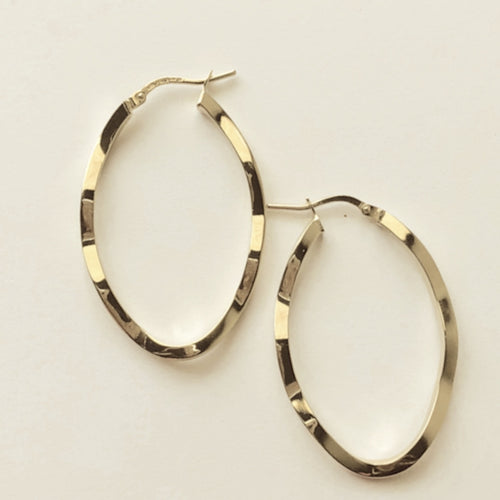  Yellow Gold Plated Wave Hoop Earrings