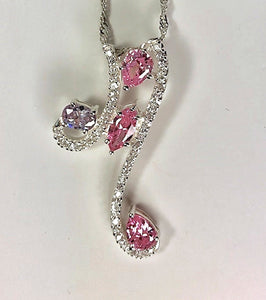 Multi Color CZ Sterling Silver Pendant Necklace