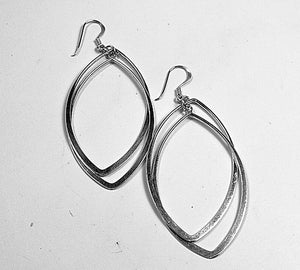 Sterling Silver Double Oval Dangle Earrings