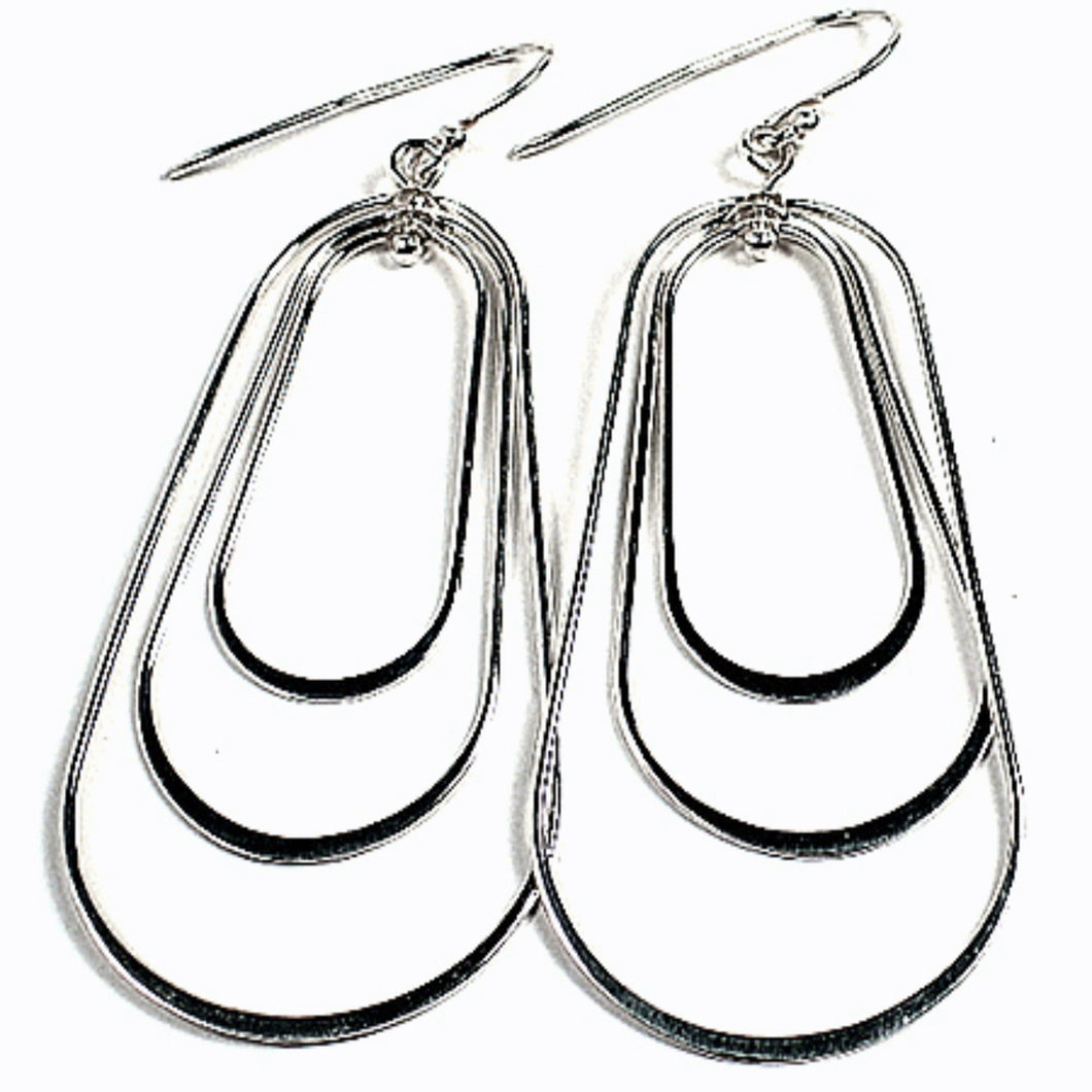 Sterling Silver Triple Oval  Wire Earrings